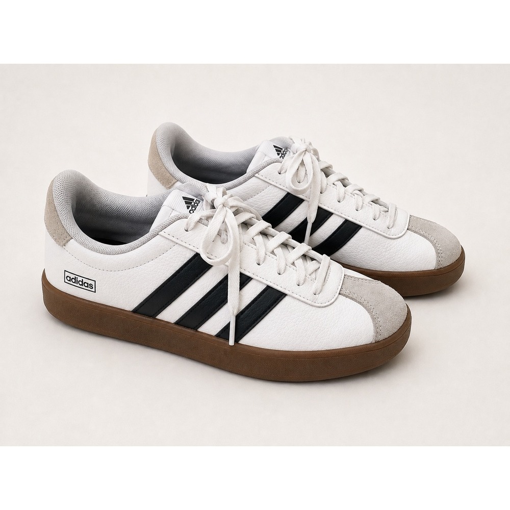Adidas VL Court 3.0 Sneakers White Black Gum Leather Shoes ID6284 Womens 8.5